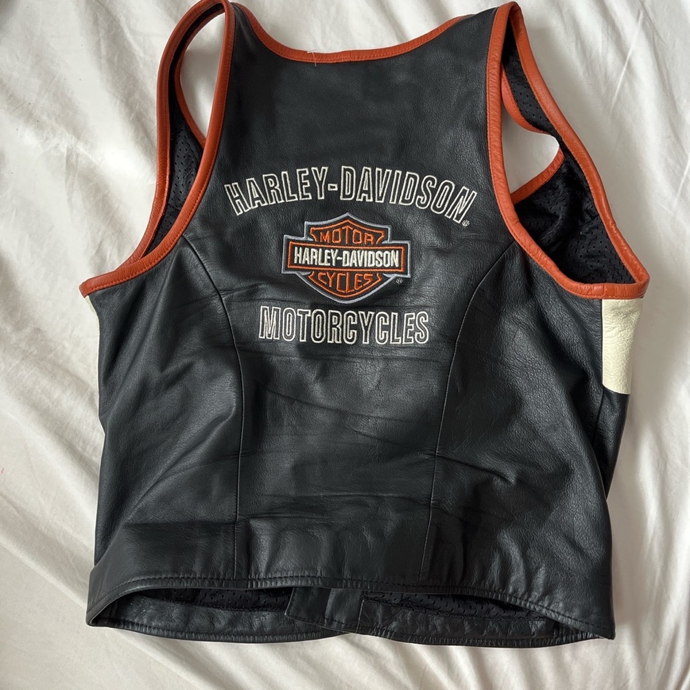 vintage harley davidson leather vest